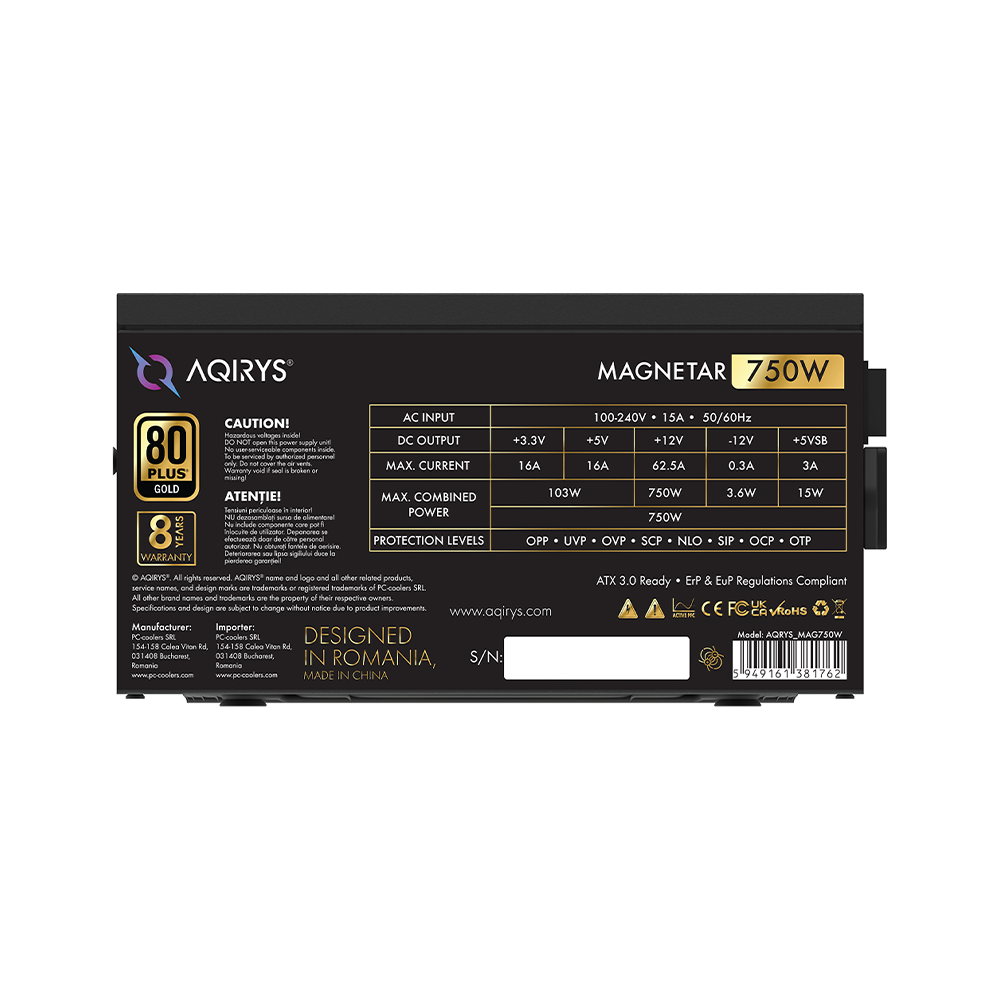 Zasilacz do komputera MAGNETAR 750W 80 Plus Gold ATX PCIe 5.0 czarny