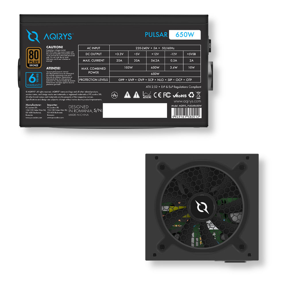Zasilacz do komputera PULSAR 650W 80 Plus Bronze ATX czarny
