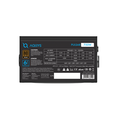 Zasilacz do komputera PULSAR 750W 80 Plus Bronze ATX czarny