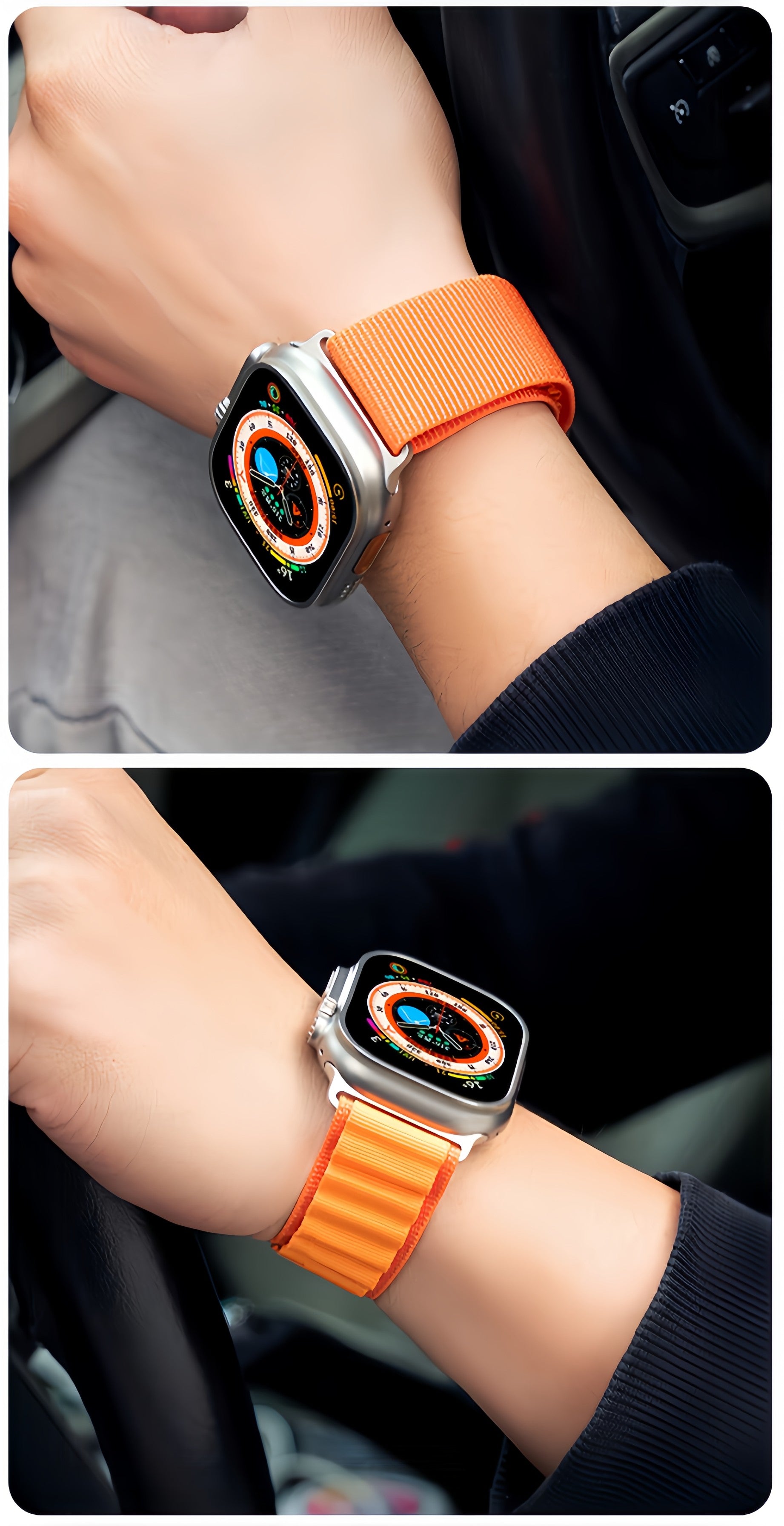 Pasek nylonowy do Apple Watch 44/45/49 mm pomarańczowy