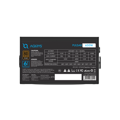 Zasilacz do komputera PULSAR 650W 80 Plus Bronze ATX czarny