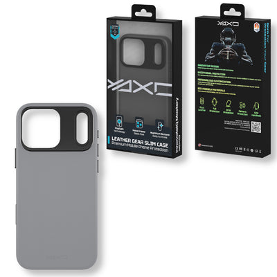 Etui LEATHER GEAR SLIM MagSafe do telefonu iPhone 17 Pro Max szare