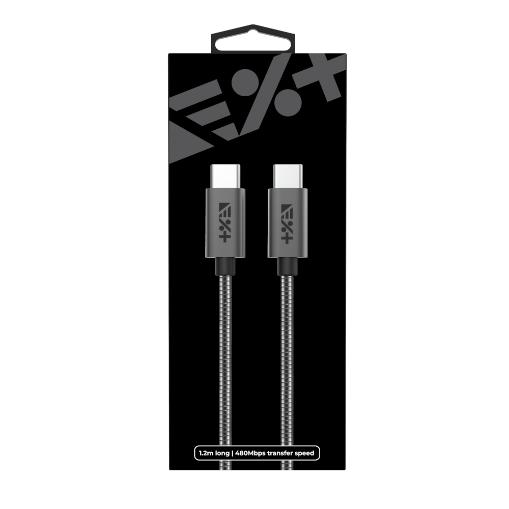 Kabel METALLIC USB-C / USB-C 1,2 m szary