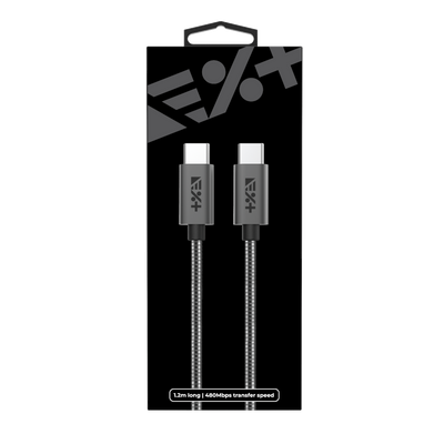 Kabel METALLIC USB-C / USB-C 1,2 m szary