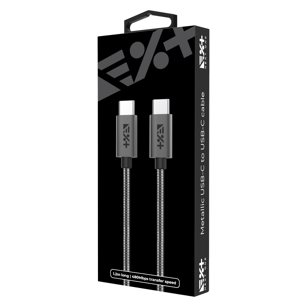 Kabel METALLIC USB-C / USB-C 1,2 m szary